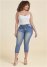 Venus Plus Size Elastic Waistband Jean Capris in Medium Wash