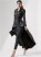 Venus High-Low Faux-Leather Trench Coat in Black