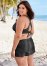 Venus Plus Size Sleek Cross Back Top Bikini - Black Beauty