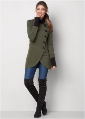 Venus Knit Asymmetrical Button-Front Jacket in Olive