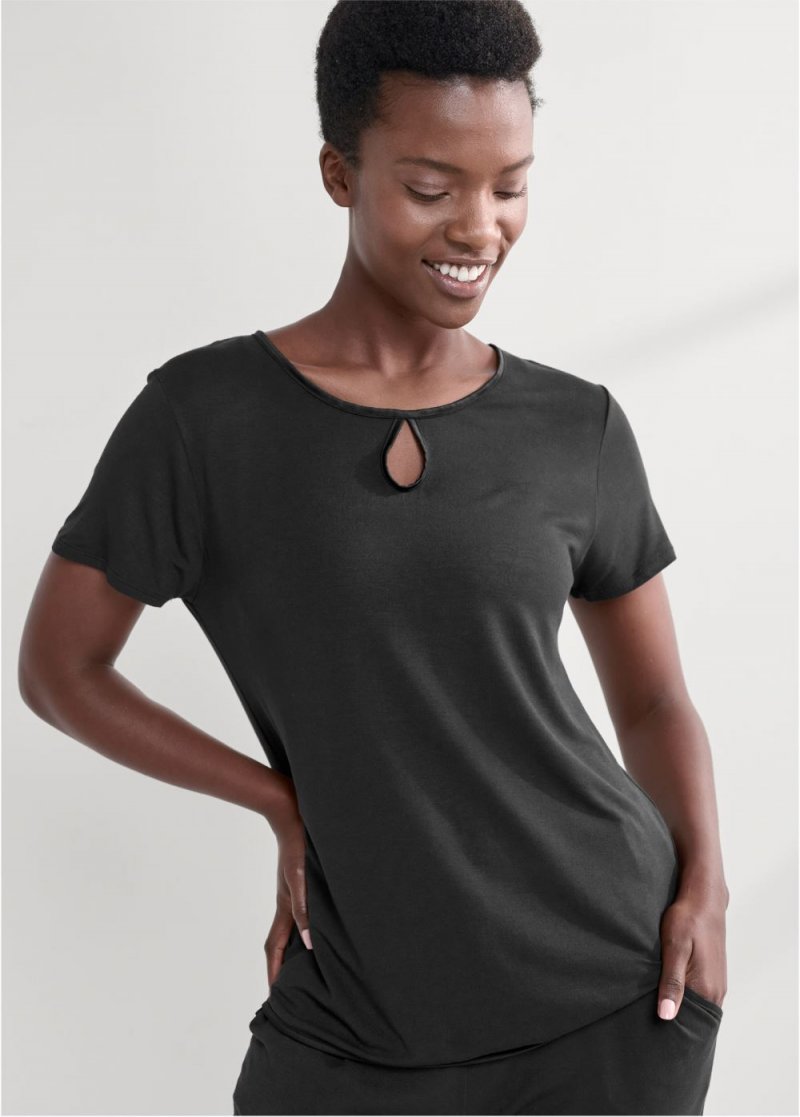 Venus Black SATIN DETAIL SLEEP TOP