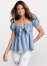 Venus Smocked Chambray Top in Light Wash