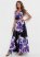 Venus Floral Printed Long Dress - Black & Purple