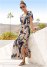 Venus Abstract Print Maxi Dress - Navy Multi