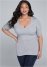 Venus Light Heather Grey Long And Lean V-Neck Tee