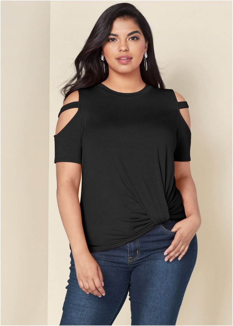 Venus Black TWISTED KNOT DETAIL TOP