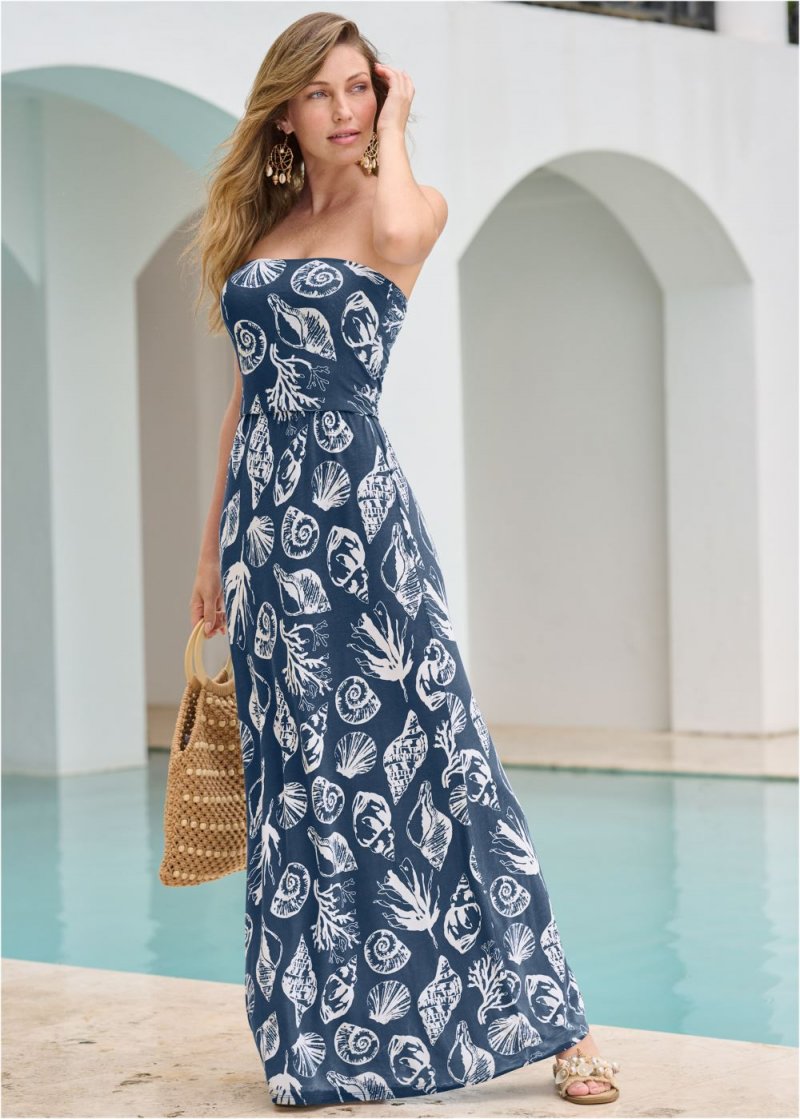 Venus Convertible Maxi Dress - Navy Multi