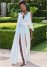 Venus Cold-Shoulder Drape Maxi in Pearl White