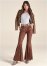 Venus Brown Multi FAUX-SUEDE FLARE PANTS