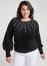 Venus Plus Size Jeweled Feather-Soft Sweater in Black Multi