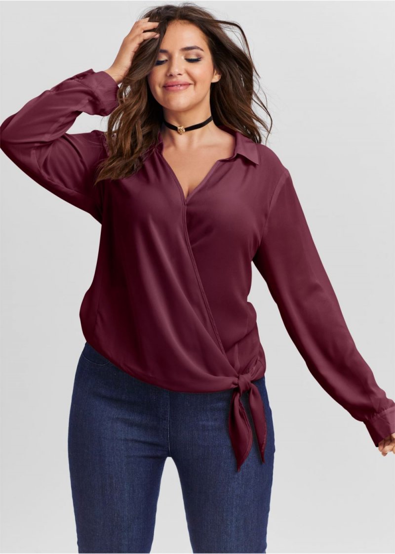 Venus Plus Size Surplice Side Tie Blouse