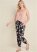 Venus Plus Size Floral Printed Pants in Black