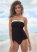 Venus Plus Size Goddess Bandeau Tankini Top Bikini - Black And White