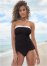Venus Plus Size Goddess Bandeau Tankini Top Bikini - Black And White