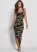 Venus Sleeveless Ruched Bodycon Midi Dress - Olive Multi