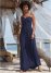 Venus Smocked Lace-Up Dress - Navy