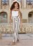 Venus Striped Wide Leg Linen Pants With Self Belt in White Multi