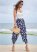 Venus Deep Ocean Patterned Pants in Navy & White