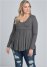 Venus Plus Size High-Low Ribbed Casual Top