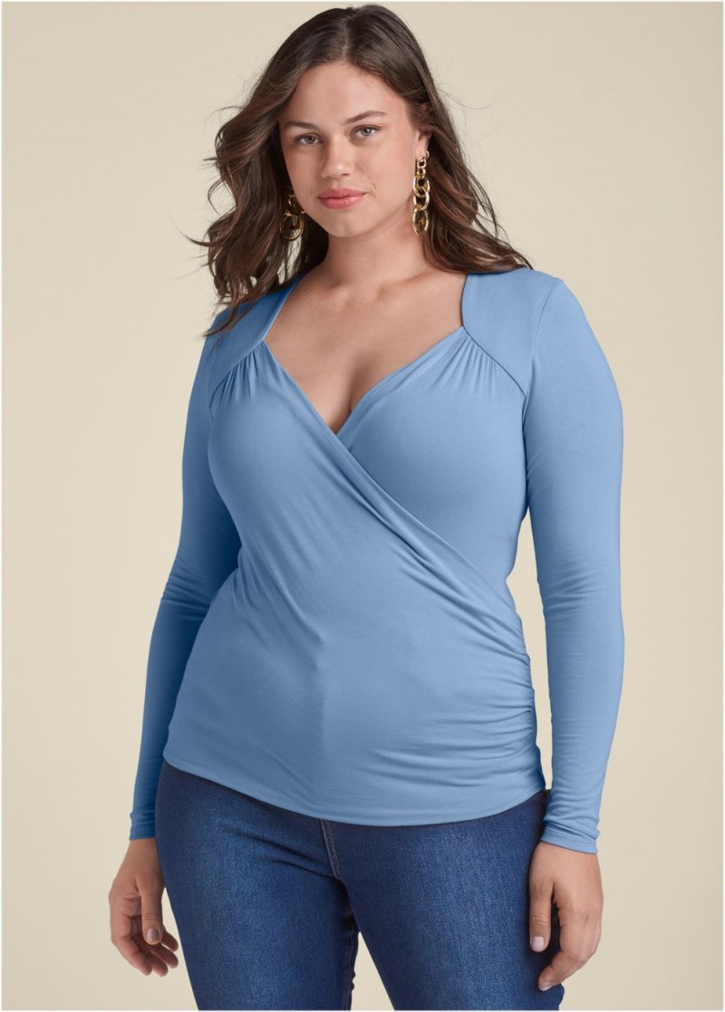 Venus Plus Size Surplice Neck Top