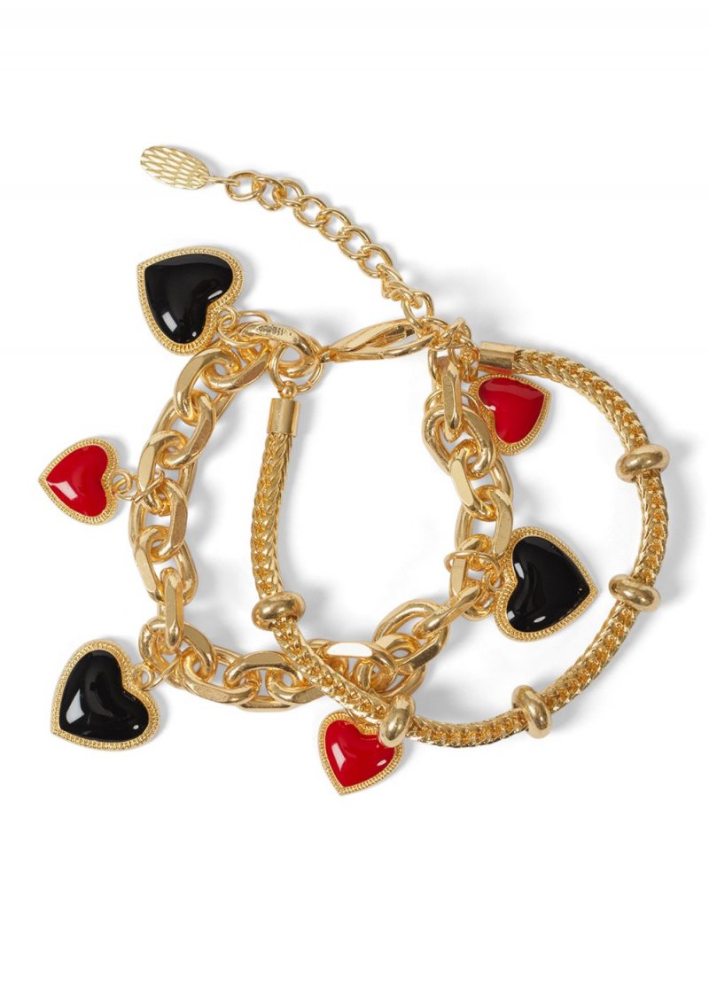 Venus Charmed Heart Bracelet in Gold Multi