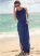 Venus Gathered Neckline Maxi in Ultramarine Blue