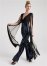 Venus Plus Size Cape Sleeve Sequin Jumpsuit in Black