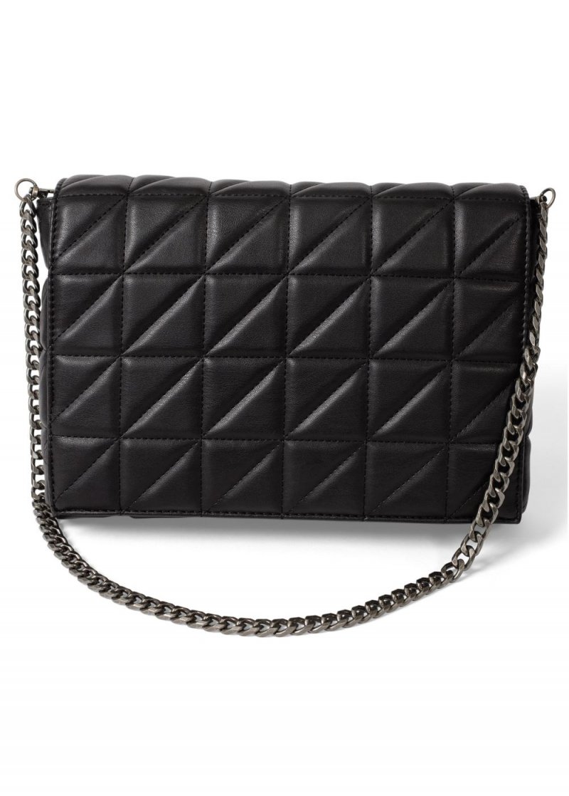 Venus Quilted Chain Handbag in Black & Silver