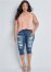 Venus Medium Wash RIPPED CAPRI JEANS