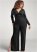 Venus Plus Size Smocked Waist Jumpsuit in Black