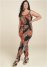 Venus Plus Size Slit Detail Jumpsuit in Black Multi