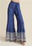 Venus Plus Size Linen Border Print Pants in Navy Multi