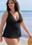Venus Plus Size Sleek Flowing Tankini Top Bikini - Black Beauty