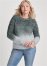 Venus Plus Size Cozy Pearl Trim Sweater in Grey Multi
