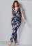 Venus Plus Size Floral Print Jumpsuit in Navy Multi