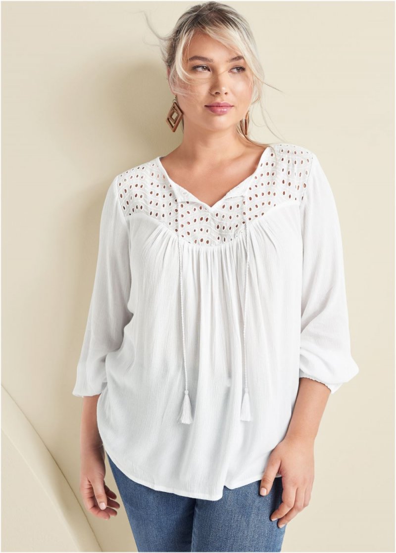 Venus Plus Size Oversize Tie-Front Blouse