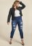 Venus Plus Size Ripped Skinny Jeans in Dark Wash