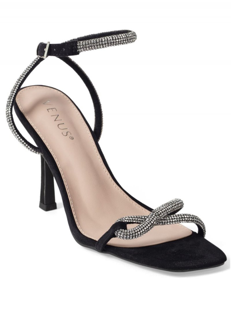 Venus Embellished Twist Heels in Black