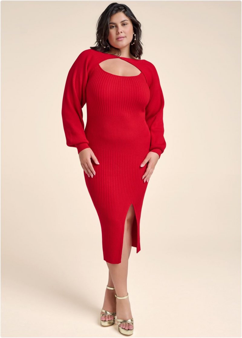 Venus Plus Size Sweater Dress With Shrug