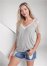 Venus Lace Sleeve V-Neck Top in Grey & White