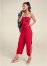 Venus Smocked Tie-Front Jumpsuit in Red