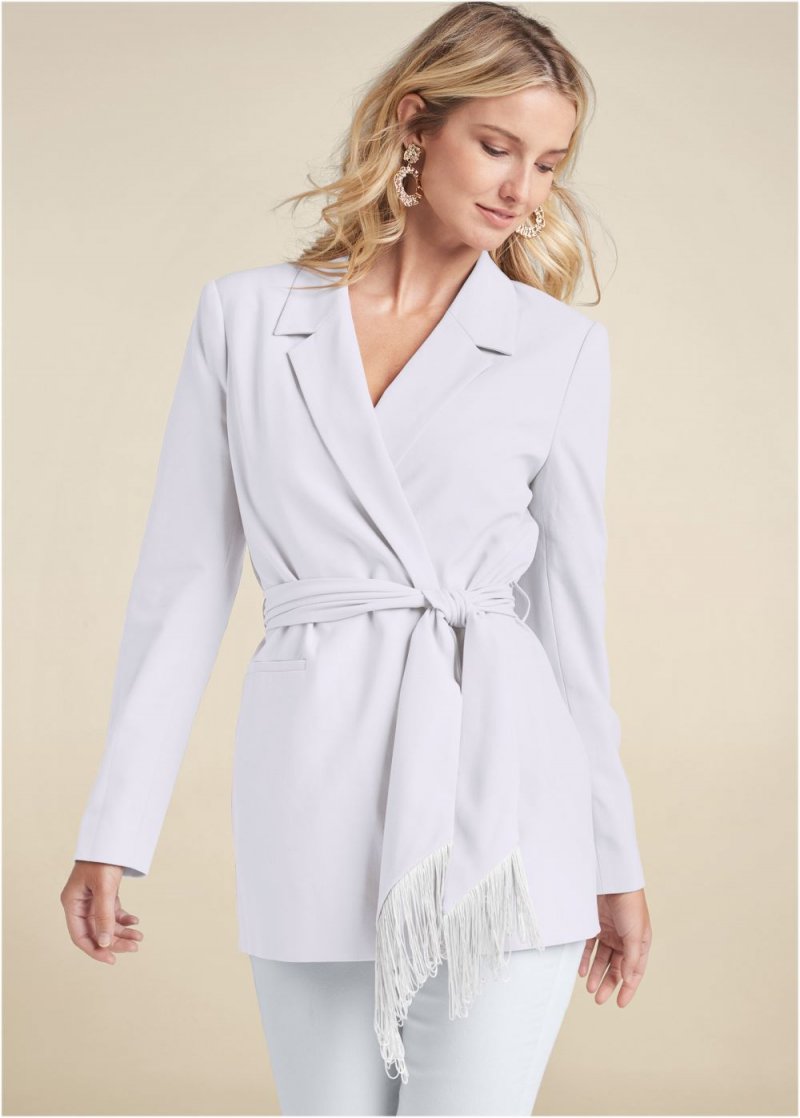 Venus White OVERSIZED BELTED BLAZER