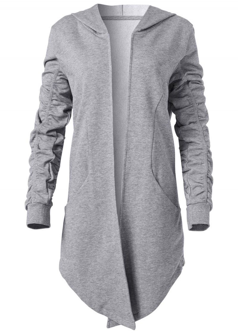 Venus Plus Size Asymmetrical Lounge Hoodie in Heather Grey