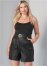 Venus Plus Size Belted Faux-Leather Shorts - Black