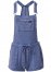 Venus Plus Size Washed Textured Overalls in Dark Blue