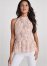 Venus Sequin Lace Mock-Neck Top in Pink & Silver