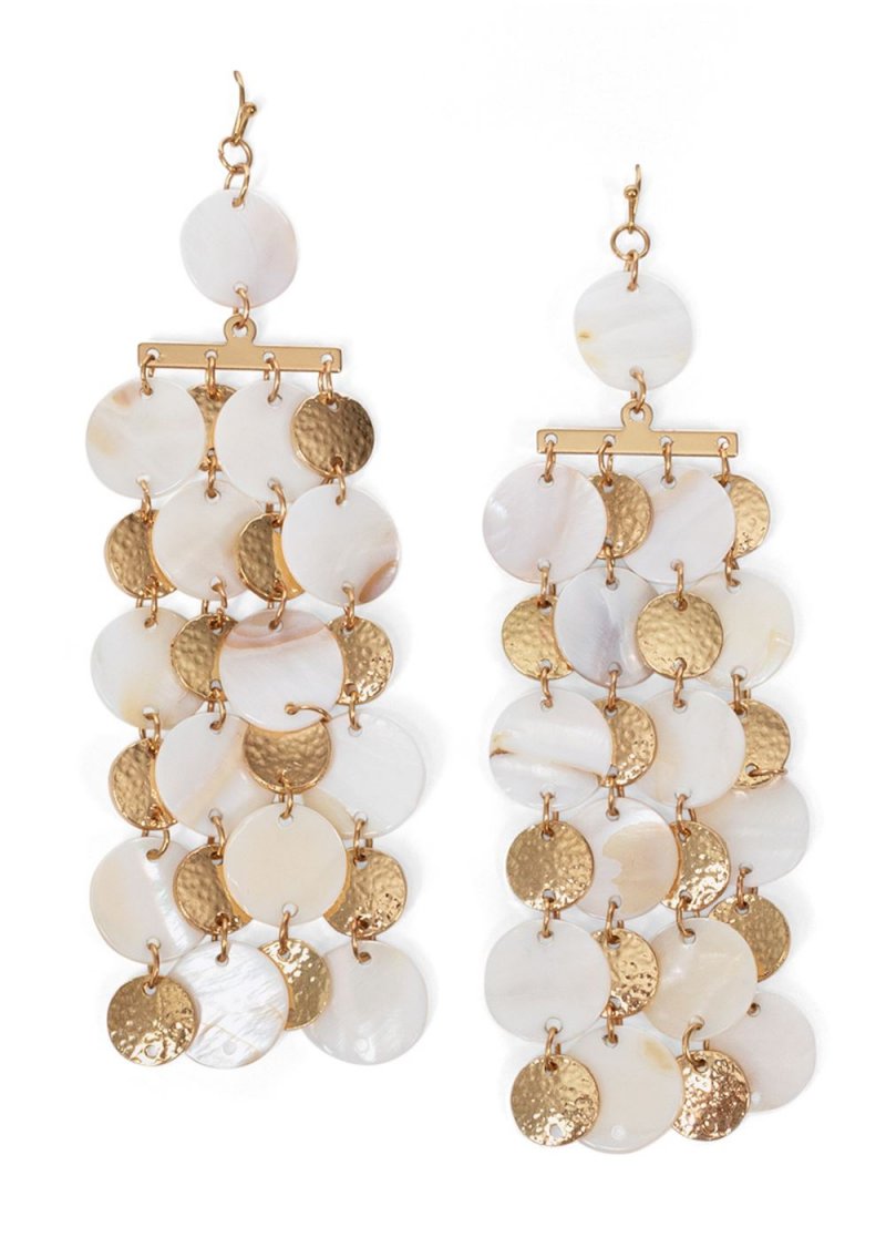 Venus Waterfall Earrings in Beige