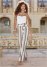 Venus White Multi Striped Wide Leg Linen Pants With Self Belt