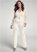 Venus Plus Size Lace V-Neck Belted Jumpsuit in White