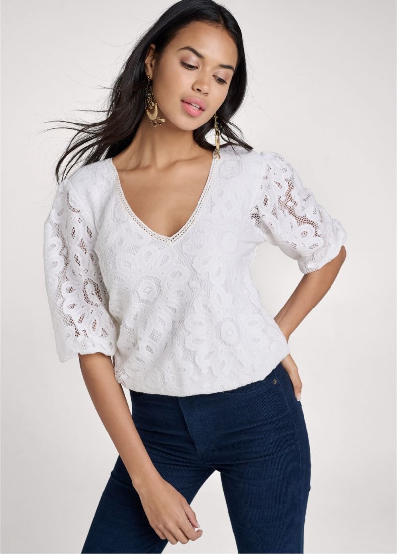 Venus Lace Tie-Back Top in Off White